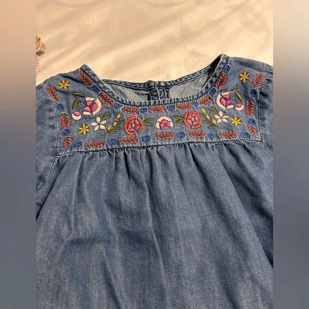 Embroidered Denim and Striped girls shirt bundle